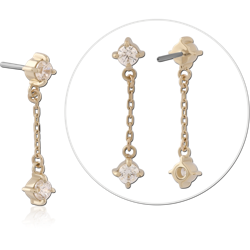 14 KARAT GOLD YELLOW JEWELED ATTACHMENT TITANIUM THREADLESS PIN