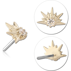 14 KARAT GOLD YELLOW JEWELED ATTACHMENT TITANIUM THREADLESS PIN