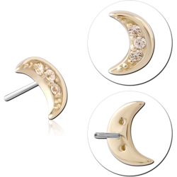 14 KARAT GOLD YELLOW JEWELED ATTACHMENT TITANIUM THREADLESS PIN