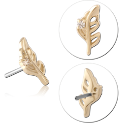 14 KARAT GOLD YELLOW JEWELED ATTACHMENT TITANIUM THREADLESS PIN