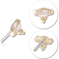 14 KARAT GOLD YELLOW JEWELED ATTACHMENT TITANIUM THREADLESS PIN