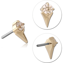 14 KARAT GOLD YELLOW JEWELED ATTACHMENT TITANIUM THREADLESS PIN