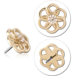 14 KARAT GOLD YELLOW JEWELED ATTACHMENT TITANIUM THREADLESS PIN