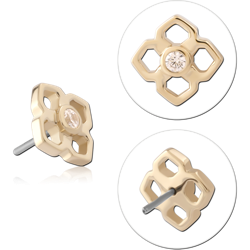 14 KARAT GOLD YELLOW JEWELED ATTACHMENT TITANIUM THREADLESS PIN