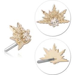 14 KARAT GOLD YELLOW JEWELED ATTACHMENT TITANIUM THREADLESS PIN