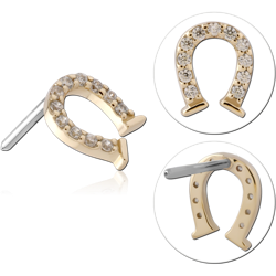 14 KARAT GOLD YELLOW JEWELED ATTACHMENT TITANIUM THREADLESS PIN