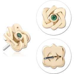 14 KARAT GOLD YELLOW JEWELED ATTACHMENT TITANIUM THREADLESS PIN