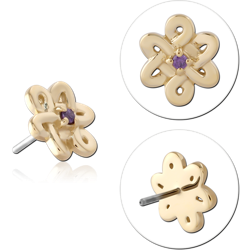 14 KARAT GOLD YELLOW JEWELED ATTACHMENT TITANIUM THREADLESS PIN