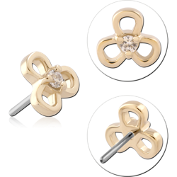 14 KARAT GOLD YELLOW JEWELED ATTACHMENT TITANIUM THREADLESS PIN