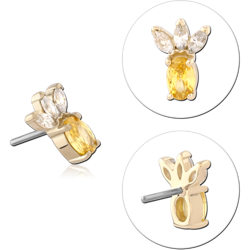14 KARAT GOLD YELLOW JEWELED ATTACHMENT TITANIUM THREADLESS PIN