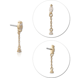 14 KARAT GOLD YELLOW JEWELED ATTACHMENT TITANIUM THREADLESS PIN