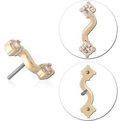 14K YELLOW GOLD SOLID ATTACHMENT TITANIUM ALLOY THREADLESS PIN