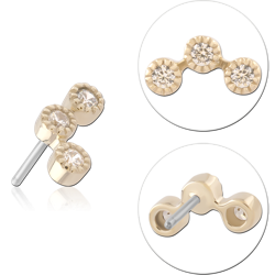 14K YELLOW GOLD SOLID ATTACHMENT TITANIUM ALLOY THREADLESS PIN