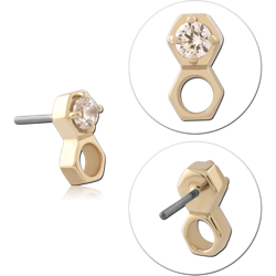 14K YELLOW GOLD SOLID ATTACHMENT TITANIUM ALLOY THREADLESS PIN