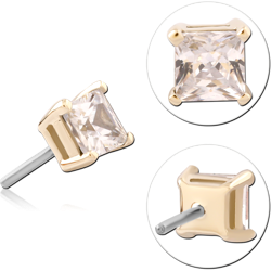 14K YELLOW GOLD SOLID ATTACHMENT TITANIUM ALLOY THREADLESS PIN