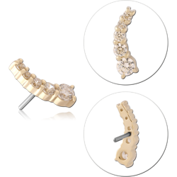 14K YELLOW GOLD JEWELED ATTACHMENT TITANIUM ALLOY THREADLESS PIN