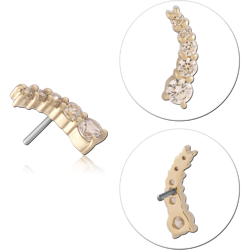 14K YELLOW GOLD JEWELED ATTACHMENT TITANIUM ALLOY THREADLESS PIN