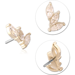 14K YELLOW GOLD JEWELED ATTACHMENT TITANIUM ALLOY THREADLESS PIN