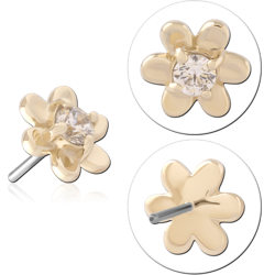 14K YELLOW GOLD JEWELED ATTACHMENT TITANIUM ALLOY THREADLESS PIN