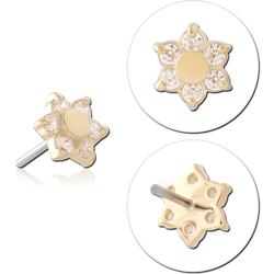 14K YELLOW GOLD JEWELED ATTACHMENT TITANIUM ALLOY THREADLESS PIN