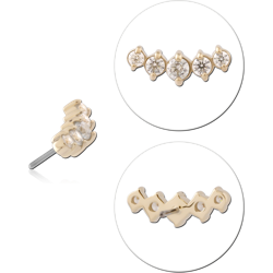 14K YELLOW GOLD JEWELED ATTACHMENT TITANIUM ALLOY THREADLESS PIN
