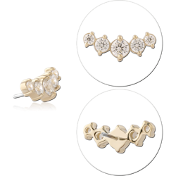 14K YELLOW GOLD JEWELED ATTACHMENT TITANIUM ALLOY THREADLESS PIN