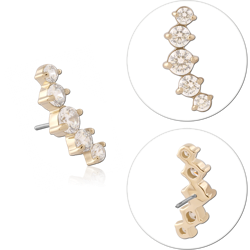 14K YELLOW GOLD JEWELED ATTACHMENT TITANIUM ALLOY THREADLESS PIN