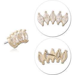 14K YELLOW GOLD JEWELED ATTACHMENT TITANIUM ALLOY THREADLESS PIN