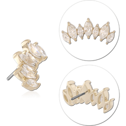14K YELLOW GOLD JEWELED ATTACHMENT TITANIUM ALLOY THREADLESS PIN