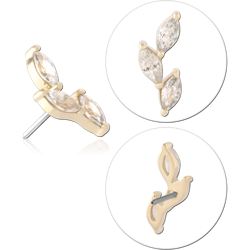 14K YELLOW GOLD JEWELED ATTACHMENT TITANIUM ALLOY THREADLESS PIN