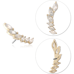 14K YELLOW GOLD JEWELED ATTACHMENT TITANIUM ALLOY THREADLESS PIN