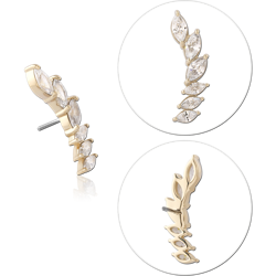 14K YELLOW GOLD JEWELED ATTACHMENT TITANIUM ALLOY THREADLESS PIN