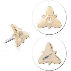 14K YELLOW GOLD JEWELED ATTACHMENT TITANIUM ALLOY THREADLESS PIN