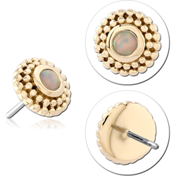 14 KARAT GOLD YELLOW JEWELED ATTACHMENT TITANIUM THREADLESS PIN