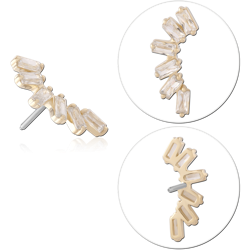 14K YELLOW GOLD JEWELED ATTACHMENT TITANIUM ALLOY THREADLESS PIN