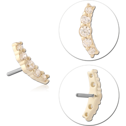 14K YELLOW GOLD JEWELED ATTACHMENT TITANIUM ALLOY THREADLESS PIN