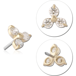 14K YELLOW GOLD JEWELED ATTACHMENT TITANIUM ALLOY THREADLESS PIN