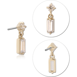 14K YELLOW GOLD JEWELED ATTACHMENT TITANIUM ALLOY THREADLESS PIN