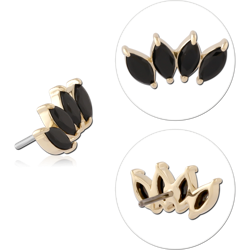 14K YELLOW GOLD JEWELED ATTACHMENT TITANIUM ALLOY THREADLESS PIN