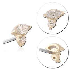 14 KARAT GOLD YELLOW JEWELED ATTACHMENT TITANIUM THREADLESS PIN