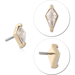 14K YELLOW GOLD JEWELED ATTACHMENT TITANIUM ALLOY THREADLESS PIN