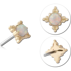 14K YELLOW GOLD JEWELED ATTACHMENT TITANIUM ALLOY THREADLESS PIN