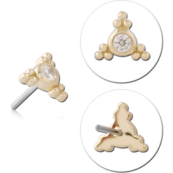 14K YELLOW GOLD JEWELED ATTACHMENT TITANIUM ALLOY THREADLESS PIN