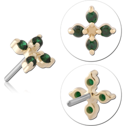 14K YELLOW GOLD JEWELED ATTACHMENT TITANIUM ALLOY THREADLESS PIN