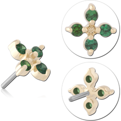 14K YELLOW GOLD JEWELED ATTACHMENT TITANIUM ALLOY THREADLESS PIN