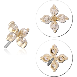 14K YELLOW GOLD JEWELED ATTACHMENT TITANIUM ALLOY THREADLESS PIN