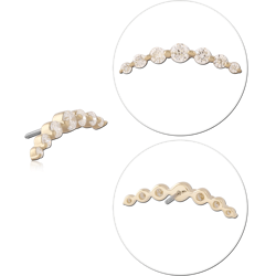 14K YELLOW GOLD TOP WITH TITANIUM ALLOY THREADLESS PIN GRADUATED SEVEN ROUND GEM CURVE