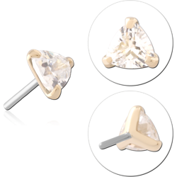 14 KARAT GOLD YELLOW JEWELED ATTACHMENT TITANIUM THREADLESS PIN