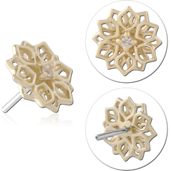 14 KARAT GOLD YELLOW JEWELED ATTACHMENT TITANIUM THREADLESS PIN