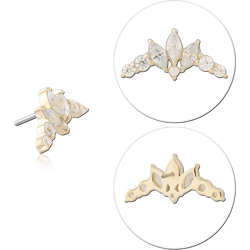 14K YELLOW GOLD MARQUISE CROWN GEM CLUSTER TOP WITH TITANIUM ALLOY THREADLESS PIN